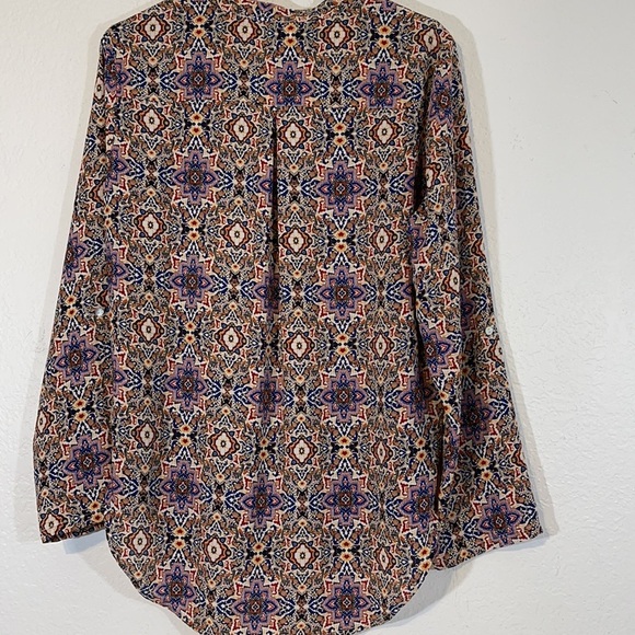 GYPSIES & MOONDUST Deep V-Neck Boho Patterned Blouse Size Large - Picture 5 of 7